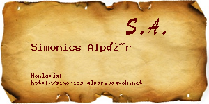 Simonics Alpár névjegykártya